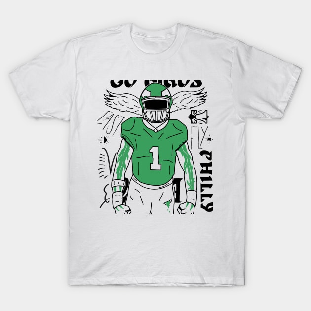 Go Birds Bleed Kelly Green Philly Football T-Shirt by Rezolutioner